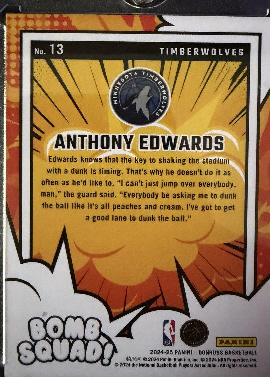 Anthony Edwards 2024 Panini Donruss back