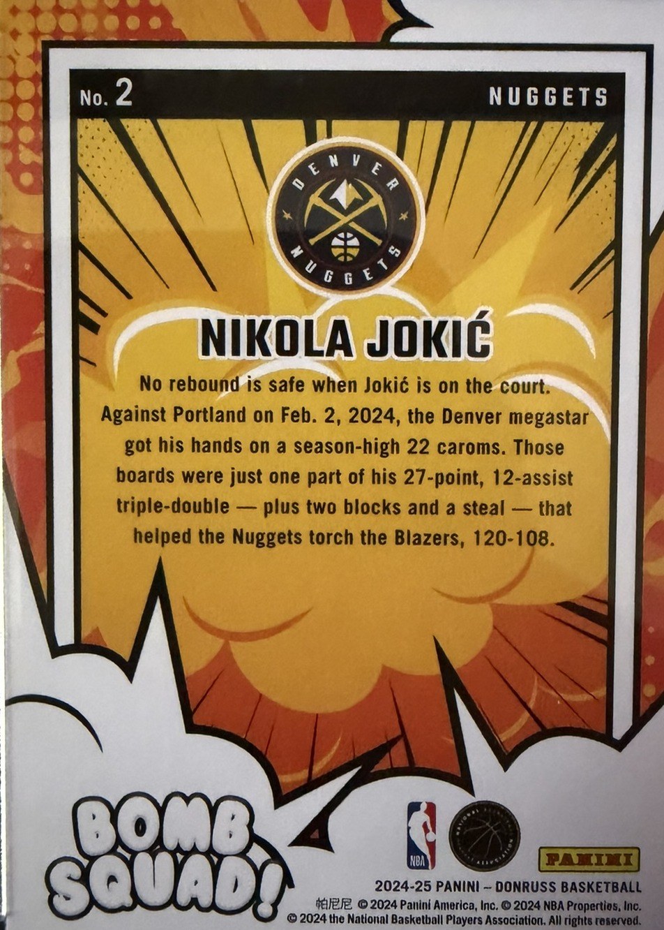Nikola Jokic 2024 Panini Donruss back