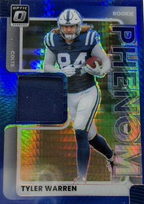 Tyler Warren 2025 Donruss Optic Rookie Phenoms Blue Hyper