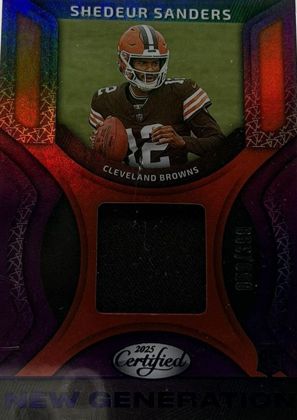 Shedeur Sanders 2025 Panini Certified New Generation Jerseys Mirror Purple /399