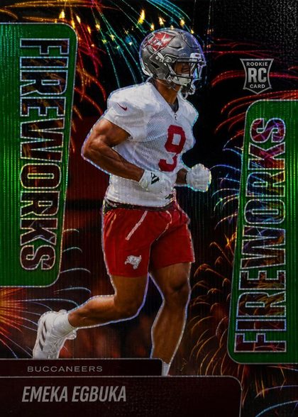 Emeka Egbuka 2025 Panini Prizm Fireworks Green Wave