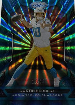 Justin Herbert 2022 Panini Certified Mirror Teal FOTL /20