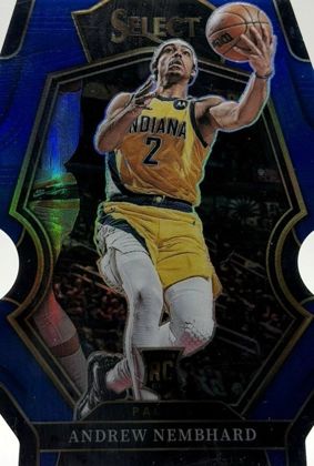 Andrew Nembhard 2022 Panini Select Premier Level Blue Prizm Die-Cut /249