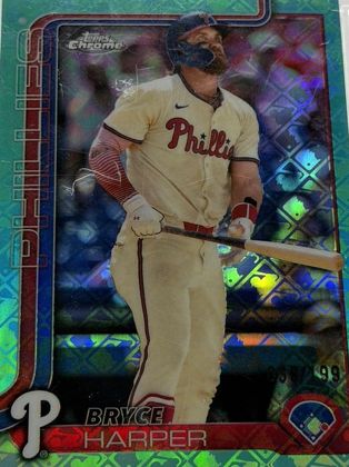 Bryce Harper 2025 Topps Chrome LogoFractor Aqua Refractor /199
