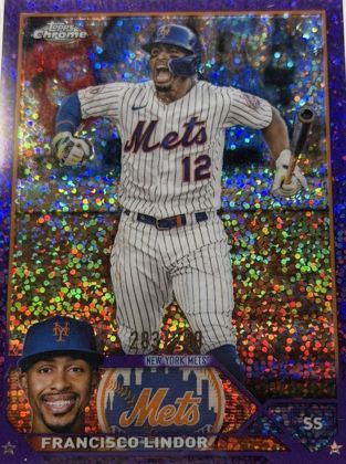 Francisco Lindor 2023 Topps Chrome Purple Speckle Refractor /299