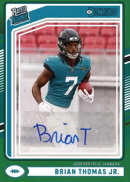 Brian Thomas Jr. 2024 Panini Donruss Rated Rookie Autographs Green