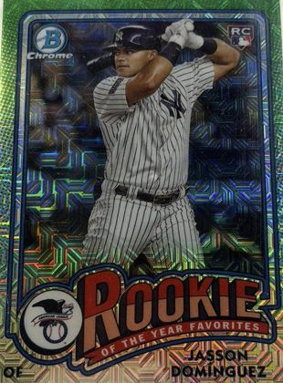 Jasson Dominguez 2024 Bowman Mega Box Chrome Rookie of the Year Favorites Mojo Refractor