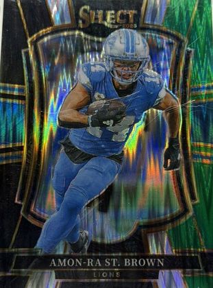 Amon-Ra St. Brown 2025 Panini Select Premier Level Black & Green Prizm Shock
