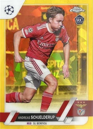Andreas Schjelderup 2022 Topps Chrome UEFA Club Competitions Sapphire Yellow /99