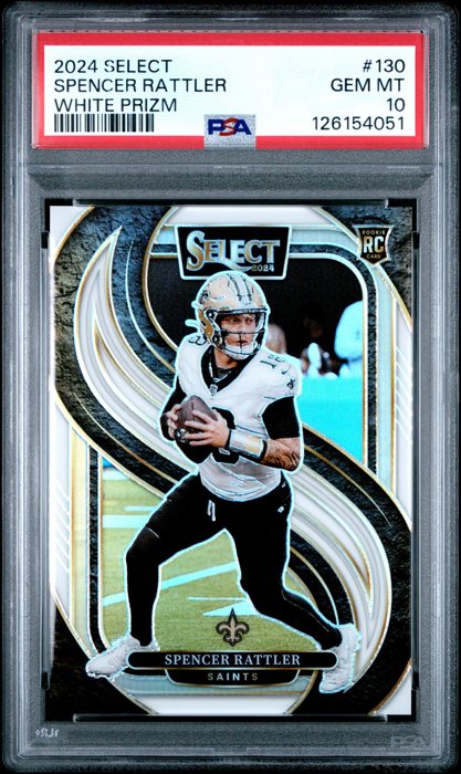 Spencer Rattler 2024 Panini Select Premier Level White Prizm /35