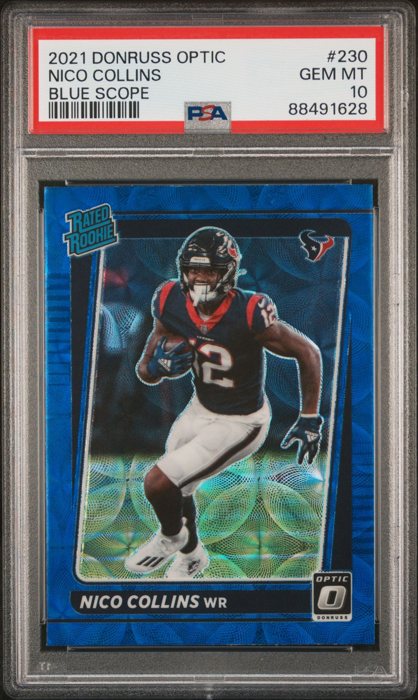 Nico Collins 2021 Donruss Optic Rated Rookie Blue Scope