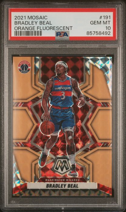 Bradley Beal 2021 Panini Mosaic Orange Fluorescent /25