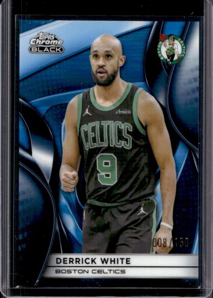 Derrick White 2025 Topps Chrome Black Blue Refractor /150