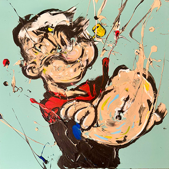 Popeye Retro Pulse – Pittura acrilica 60x60 cm, Vittorio Esposito