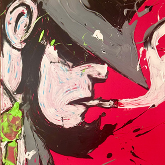 Jigen Daisuke Retro Pulse – Pittura acrilica 60x60 cm, Vittorio Esposito