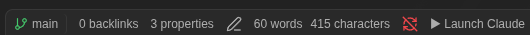 The current git branch in the status bar, colored by working-tree status