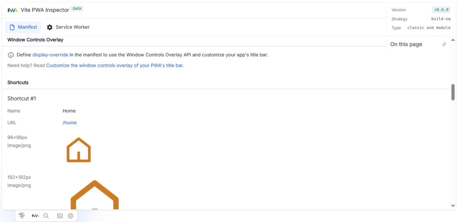 Web Manifest Shortcuts at Vite Devtools