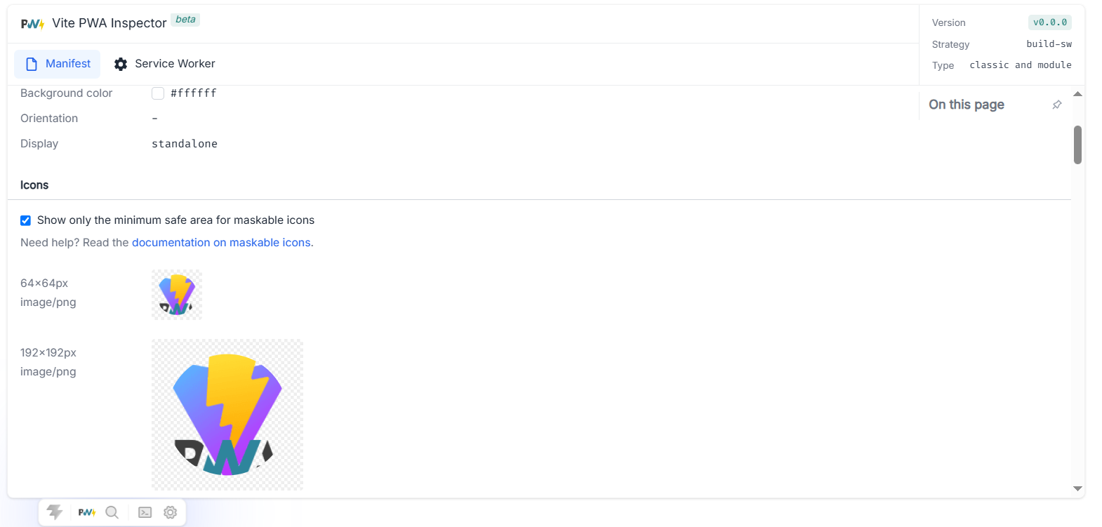 Web Manifest at Vite Devtools