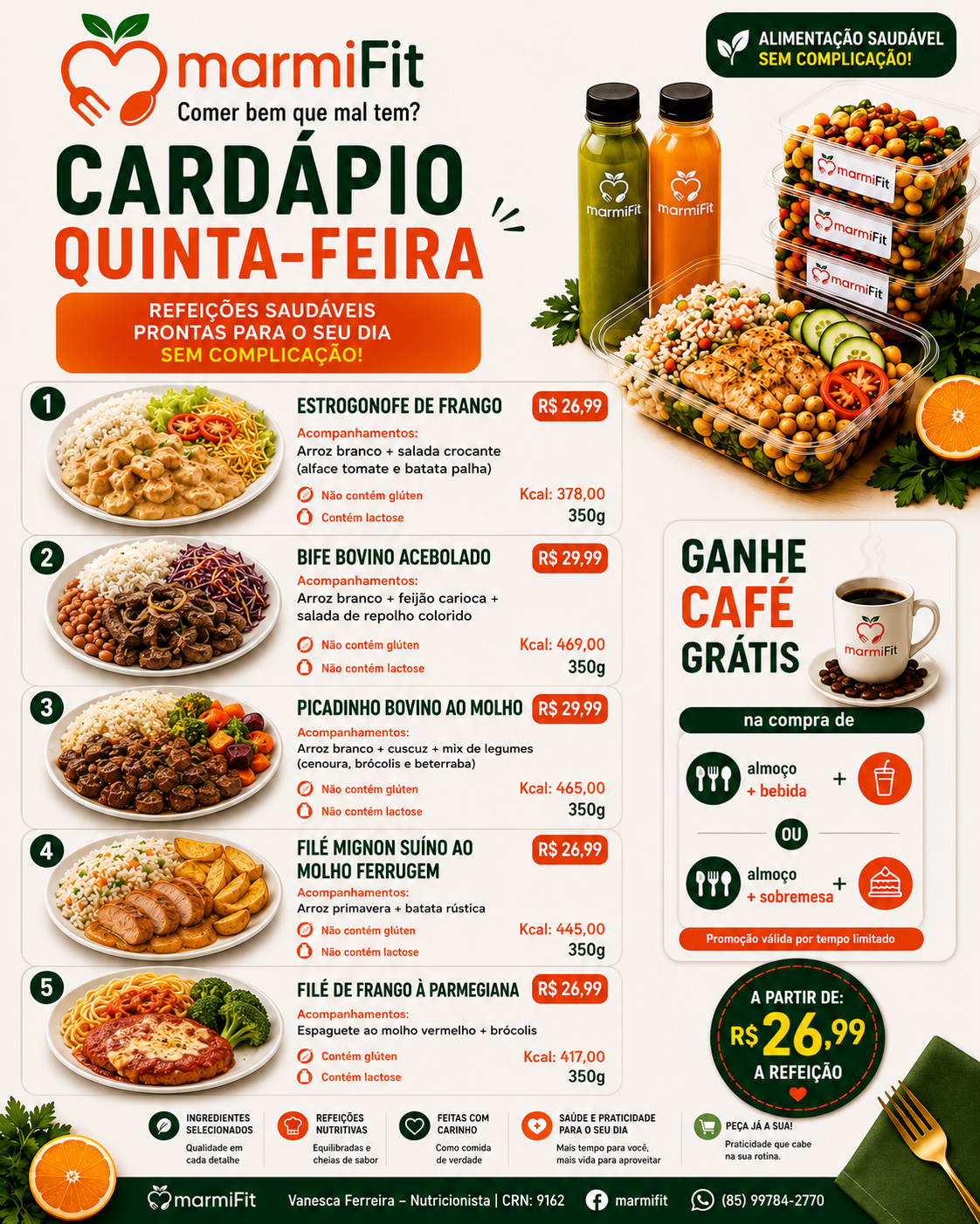 Cardápio de Quinta-feira MarmiFit