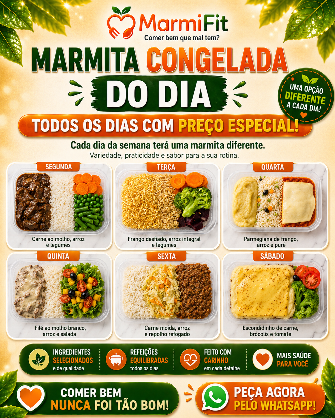 Marmita congelada do dia com preço especial na Marmifit