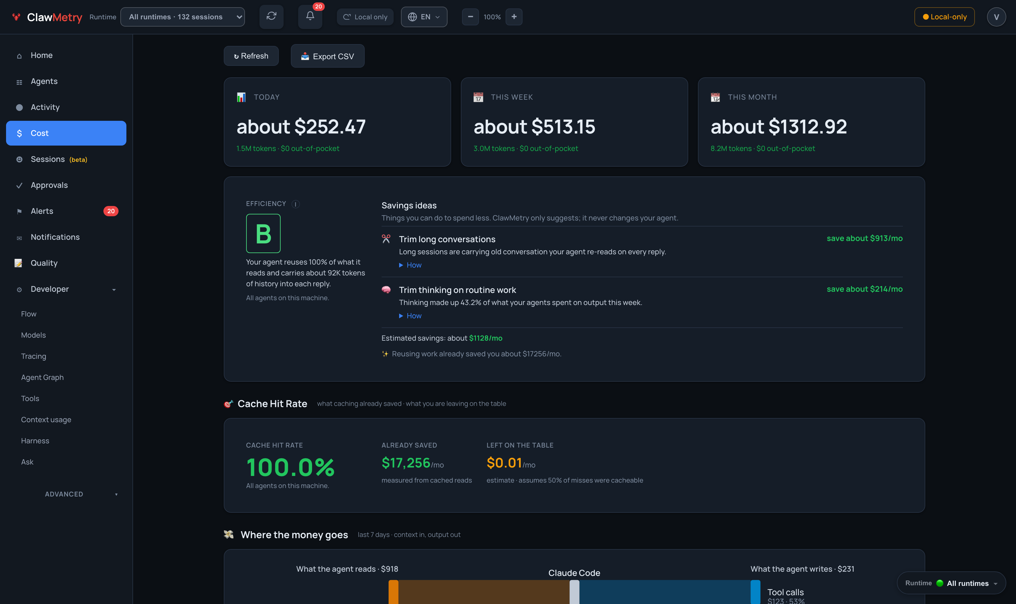 Cost: efficiency grade B with itemised savings ideas
