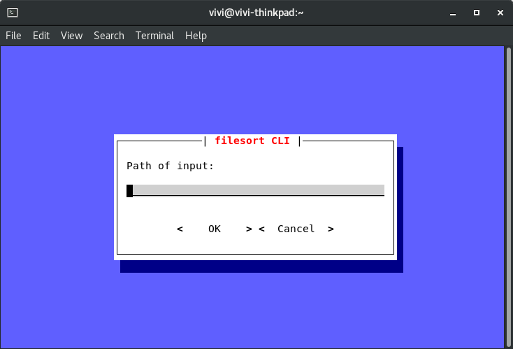 Screenshot of input field