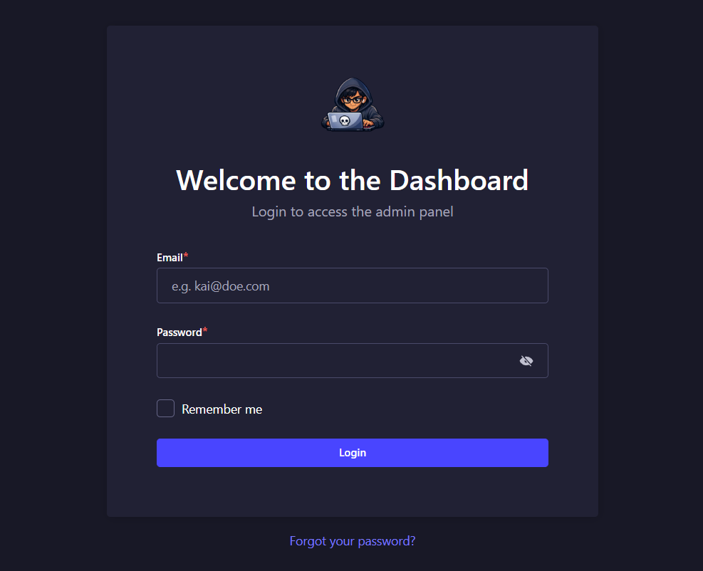 Admin 2FA login screen