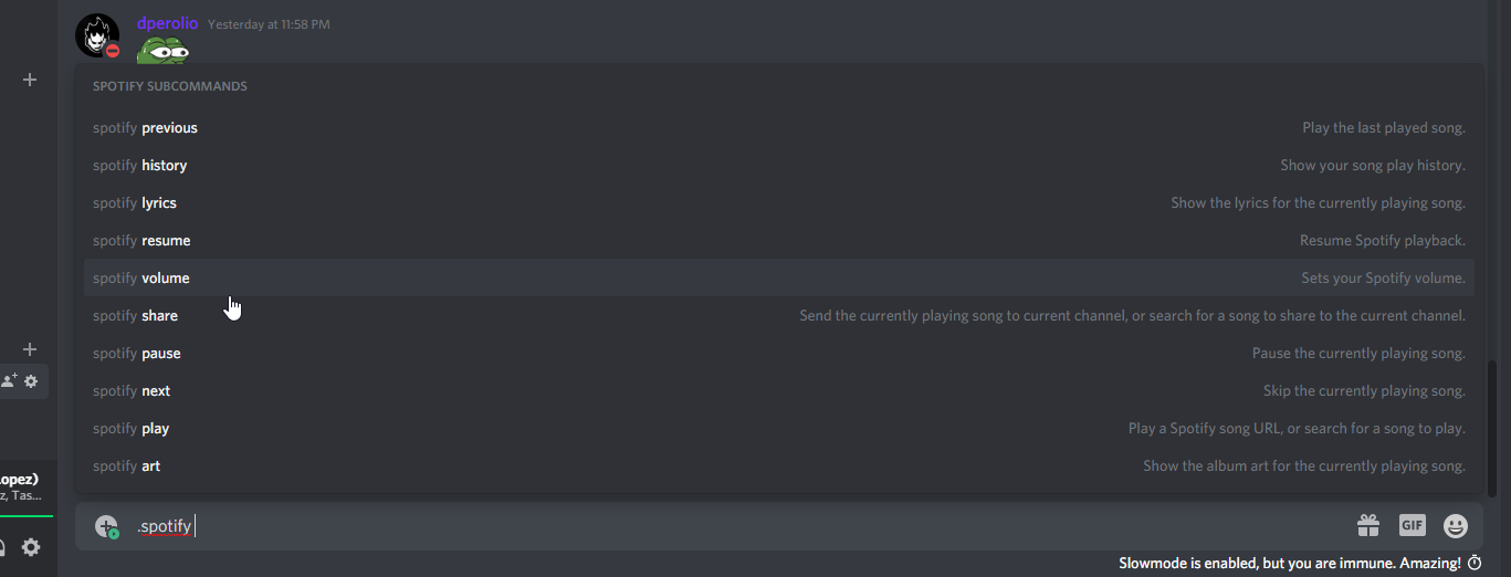 Spotify in Discord Commands