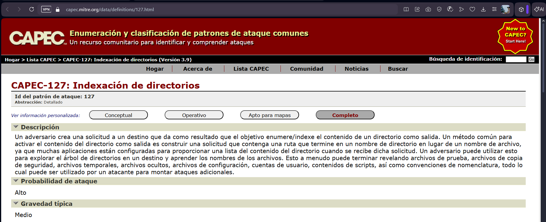 Página principal de CAPEC-127