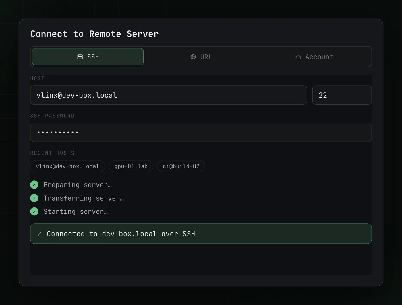 Connecting to a remote server over SSH