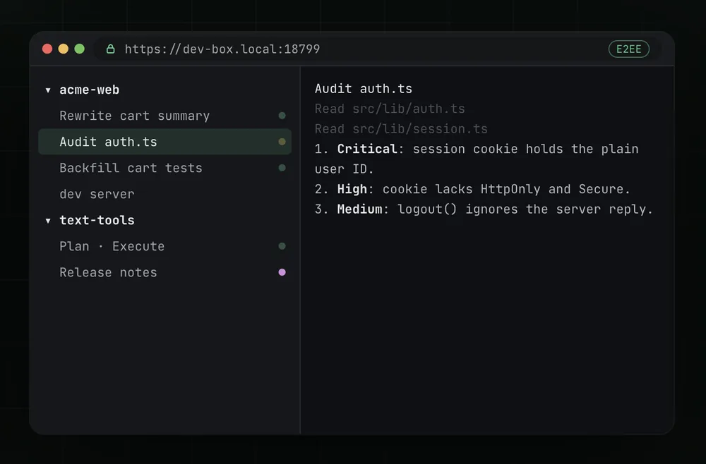 The same workspace in a browser