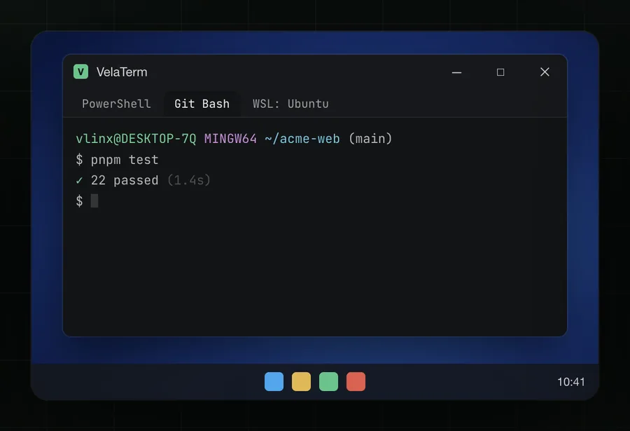 VelaTerm on Windows with Git Bash
