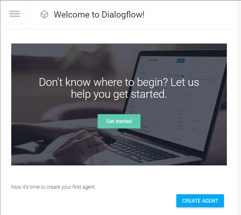 Dialogflow > New Agent