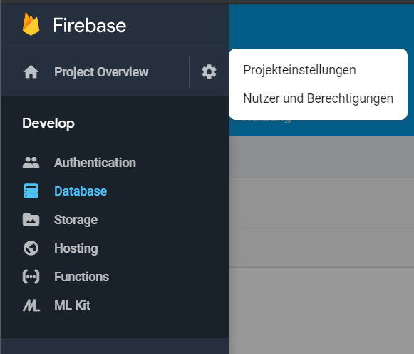 Firebase Projekteinstellungen