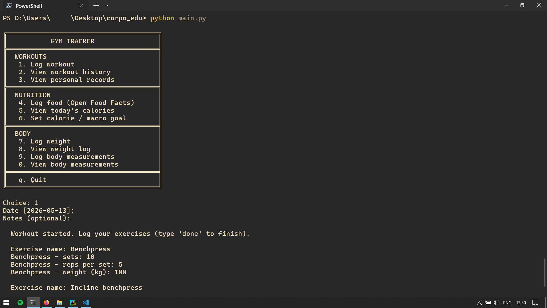 Corpo Edu main menu screenshot
