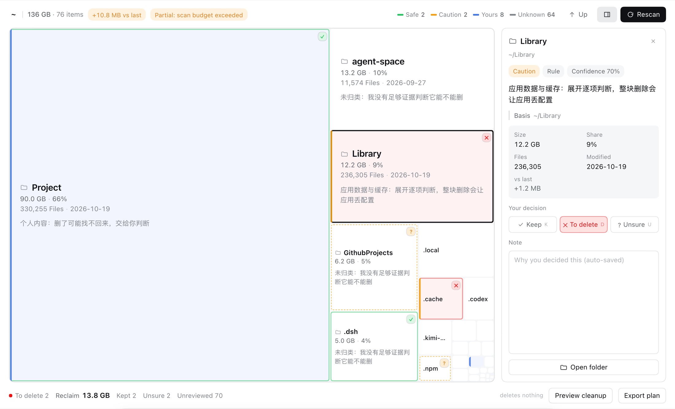 磁盘画布:左树图、右检查器