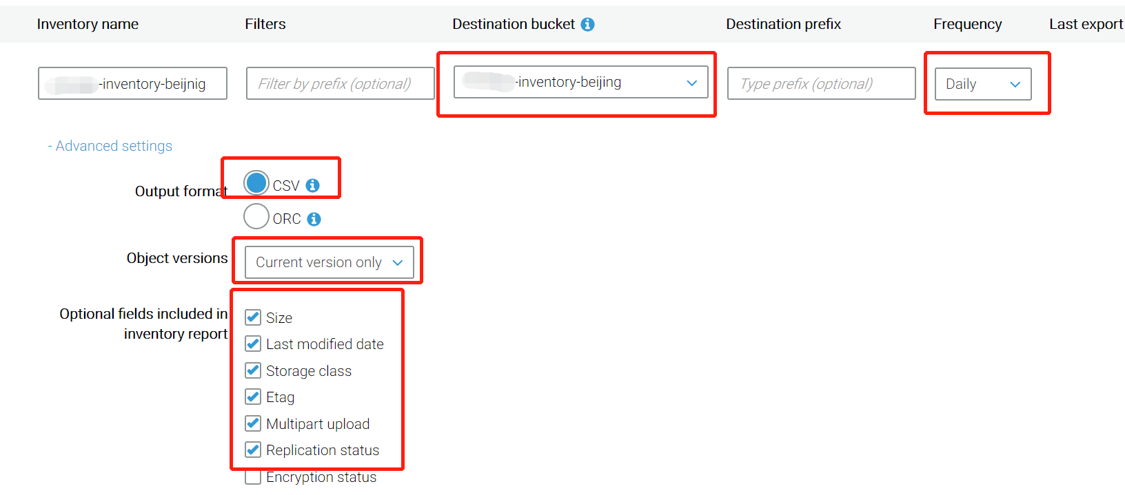 Create SRC Bucket Inventory