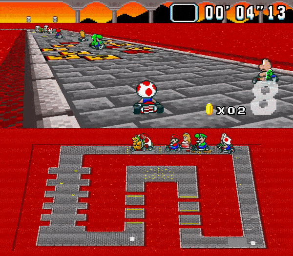 Normal gameplay in Bowser Castle