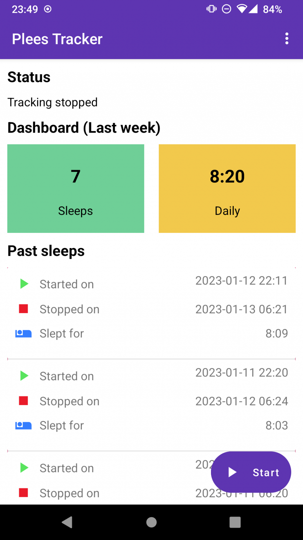 Sample Interface of Plees-Tracker App