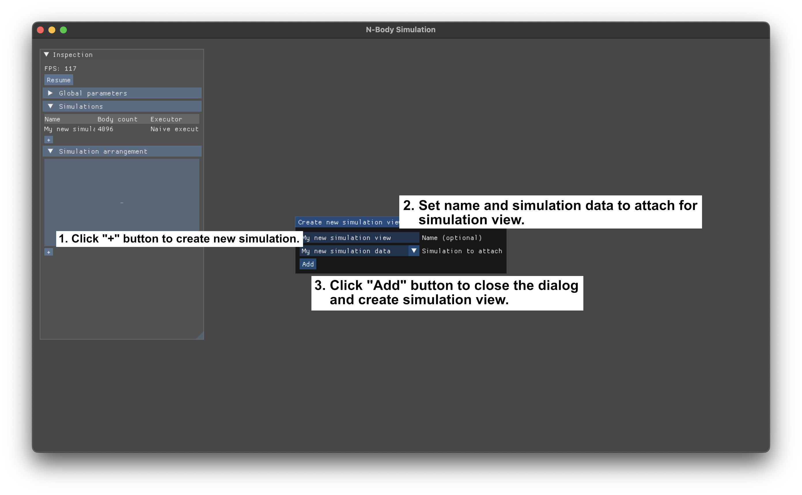 Steps for simulation view creation