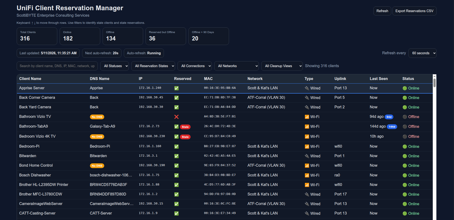 UniFi Client Reservation Manager