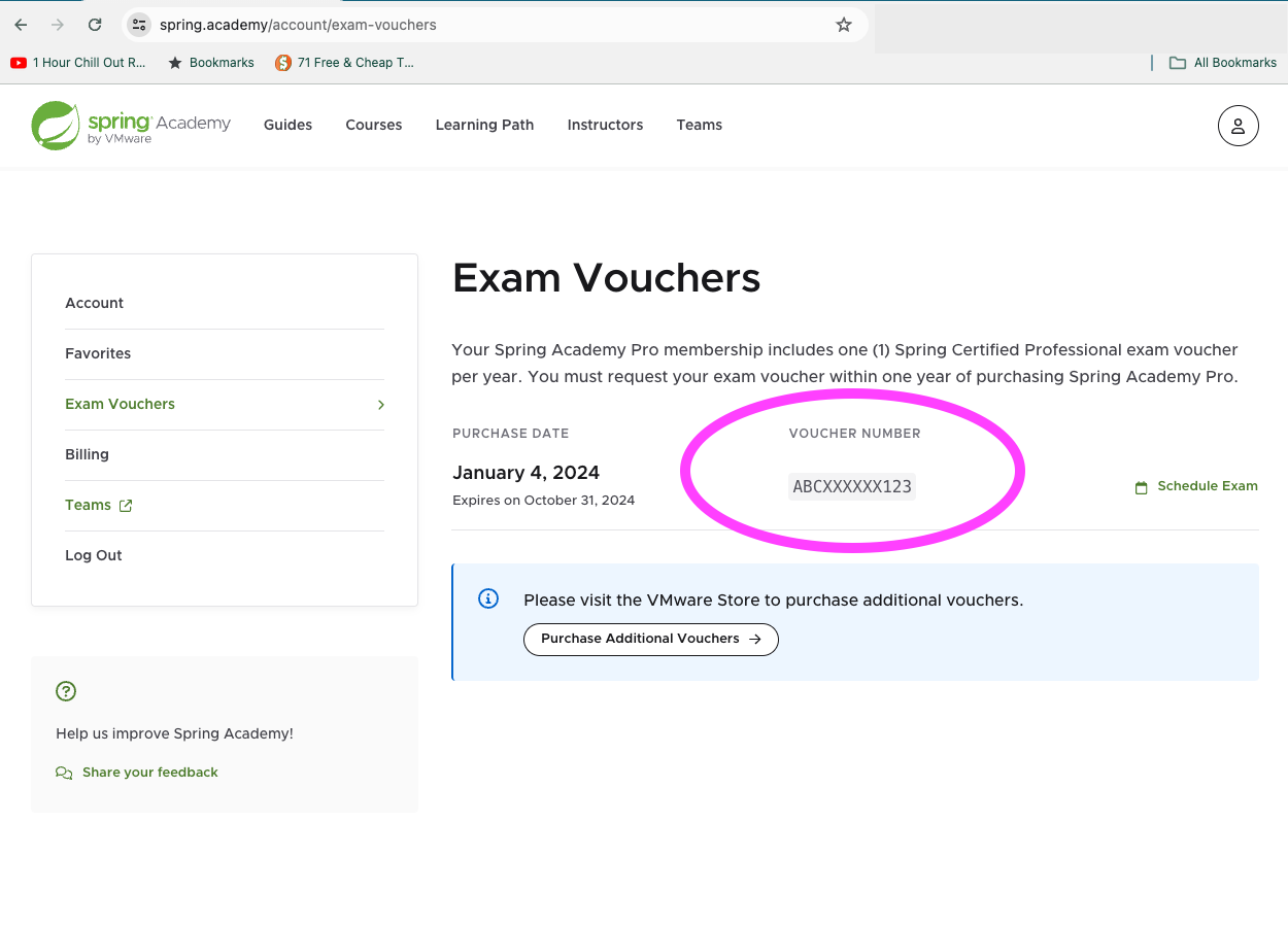 Exam Voucher Page