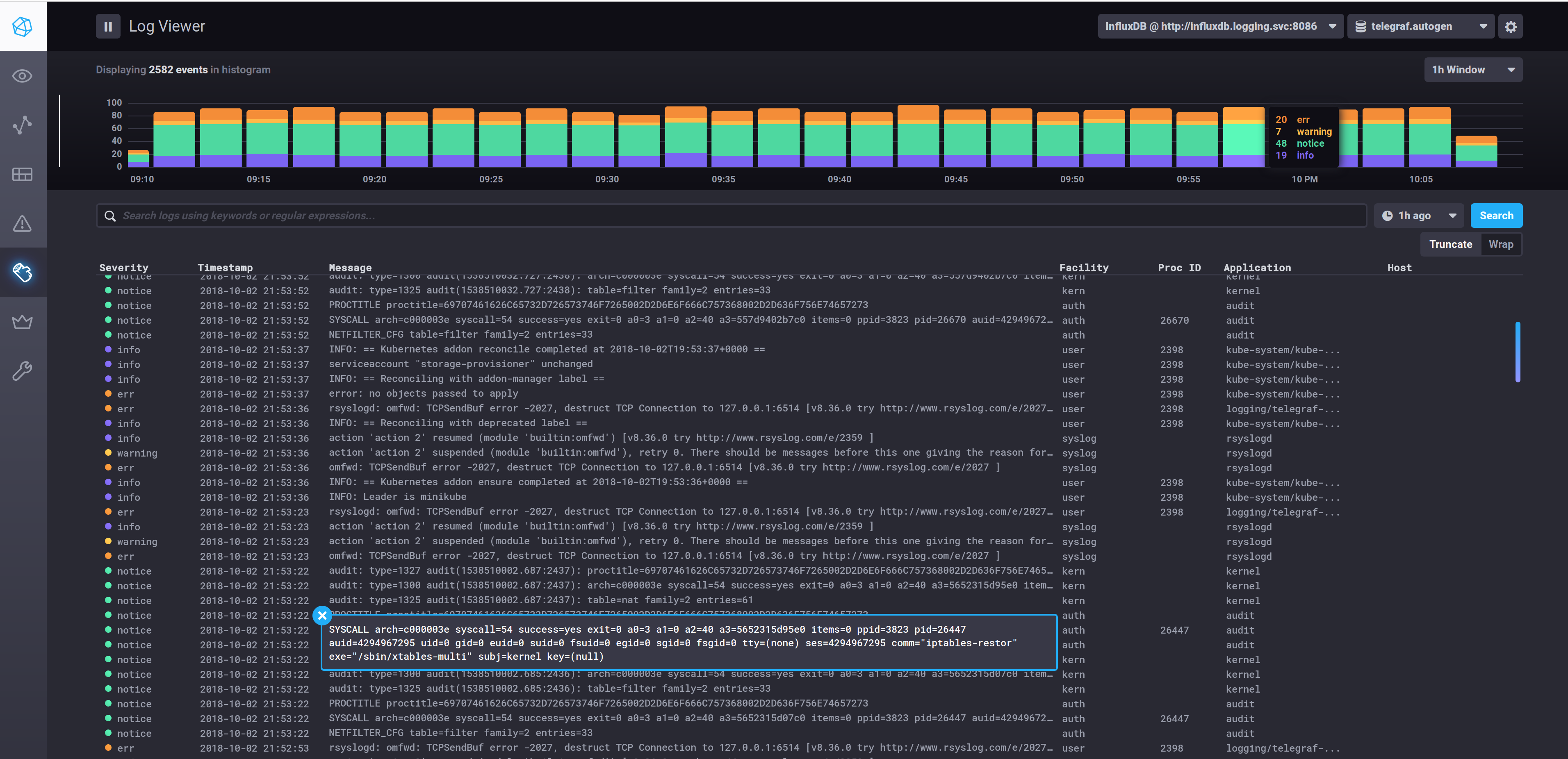 Chronograf Log Viewer