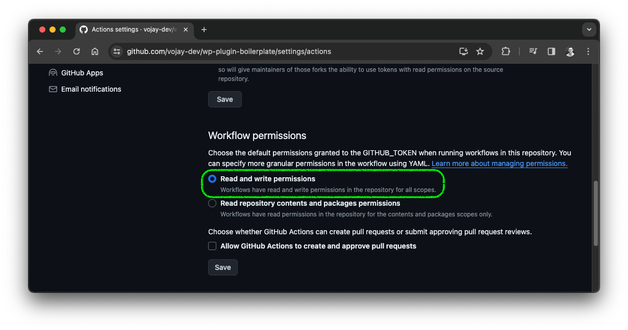 Workflow settings