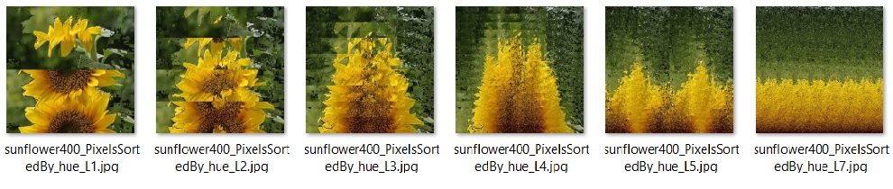 Incomplete Shell Sorting of an sunflower by hue