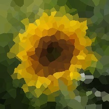 Glitch of an sunflower by KrabCode Voronoi filter