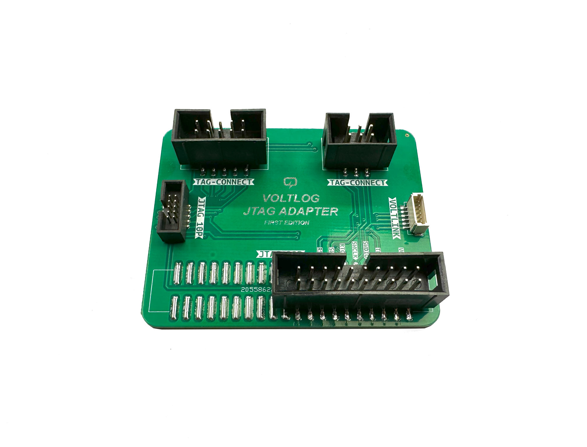 Image of the assembled tag connect adapter PCB