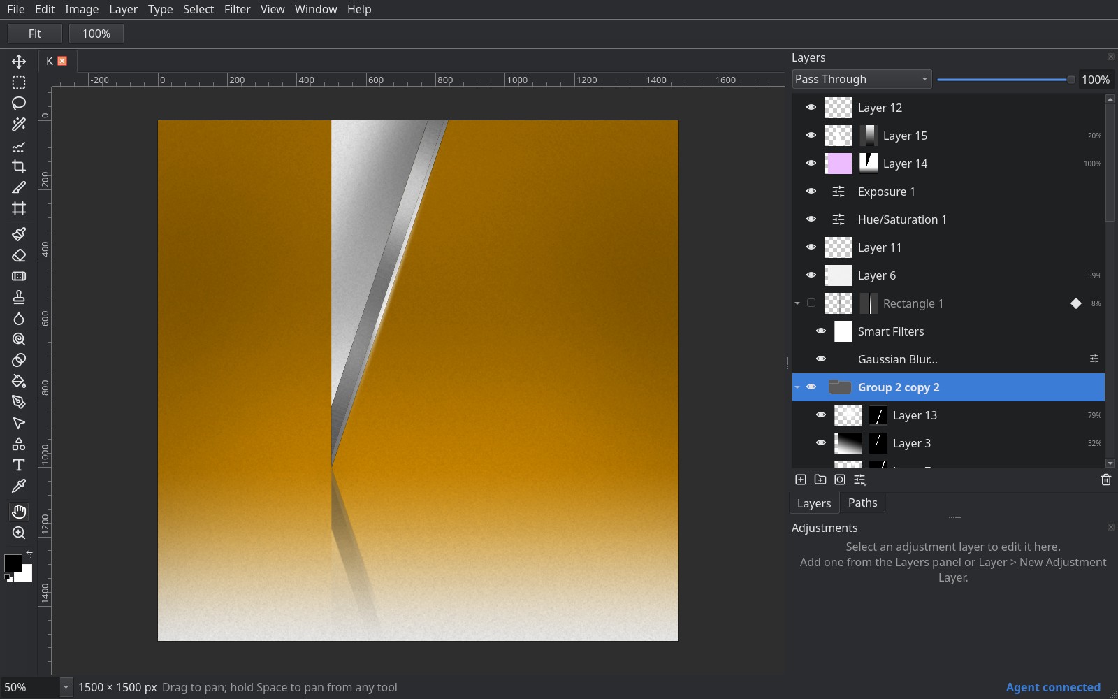 NekoPhoto with K.psd, a Photoshop file by Nathan Lincoln, open: its folders, masked layers, adjustment layers and a smart object with Smart Filters in the Layers panel