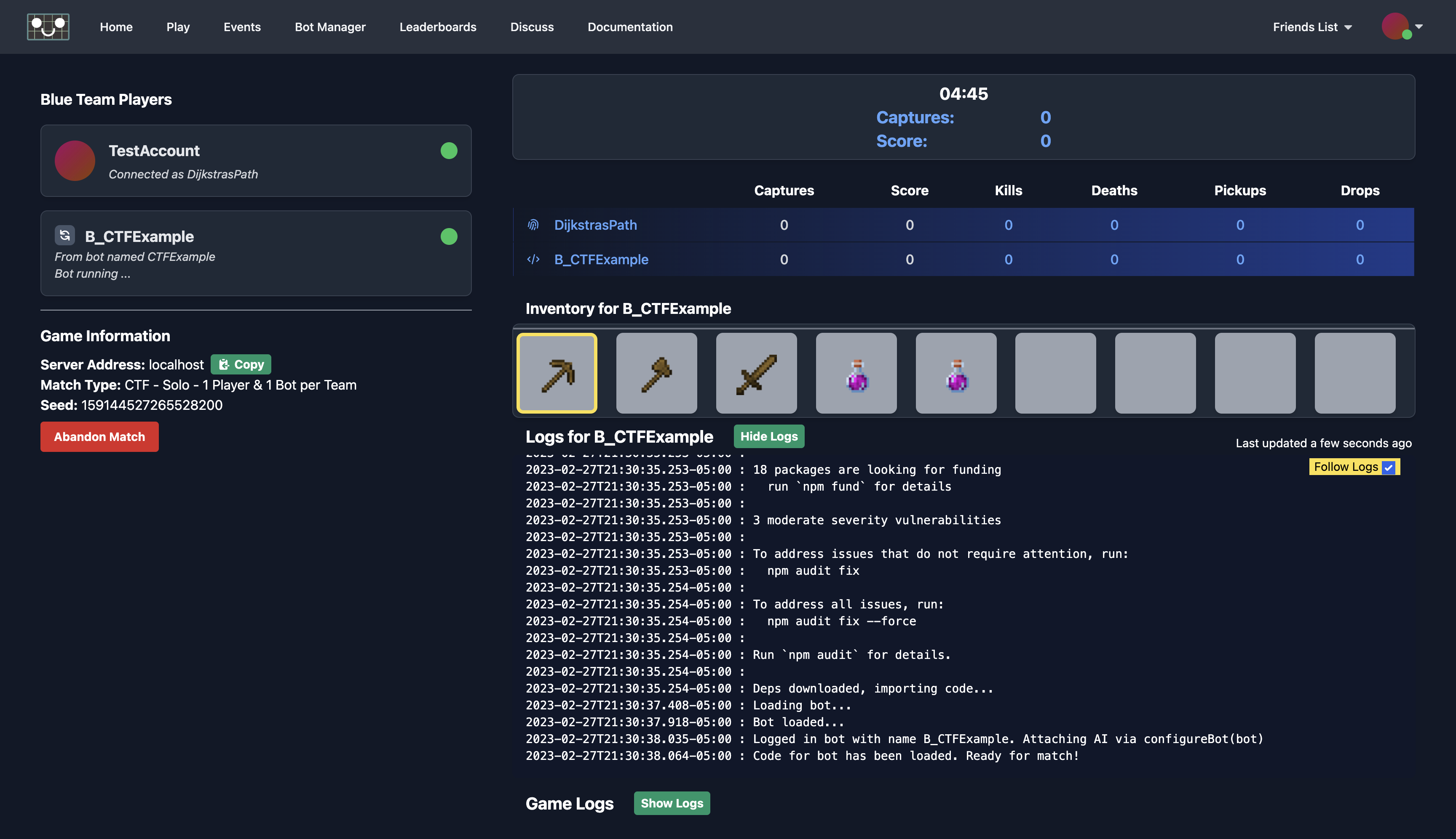 Match dashboard