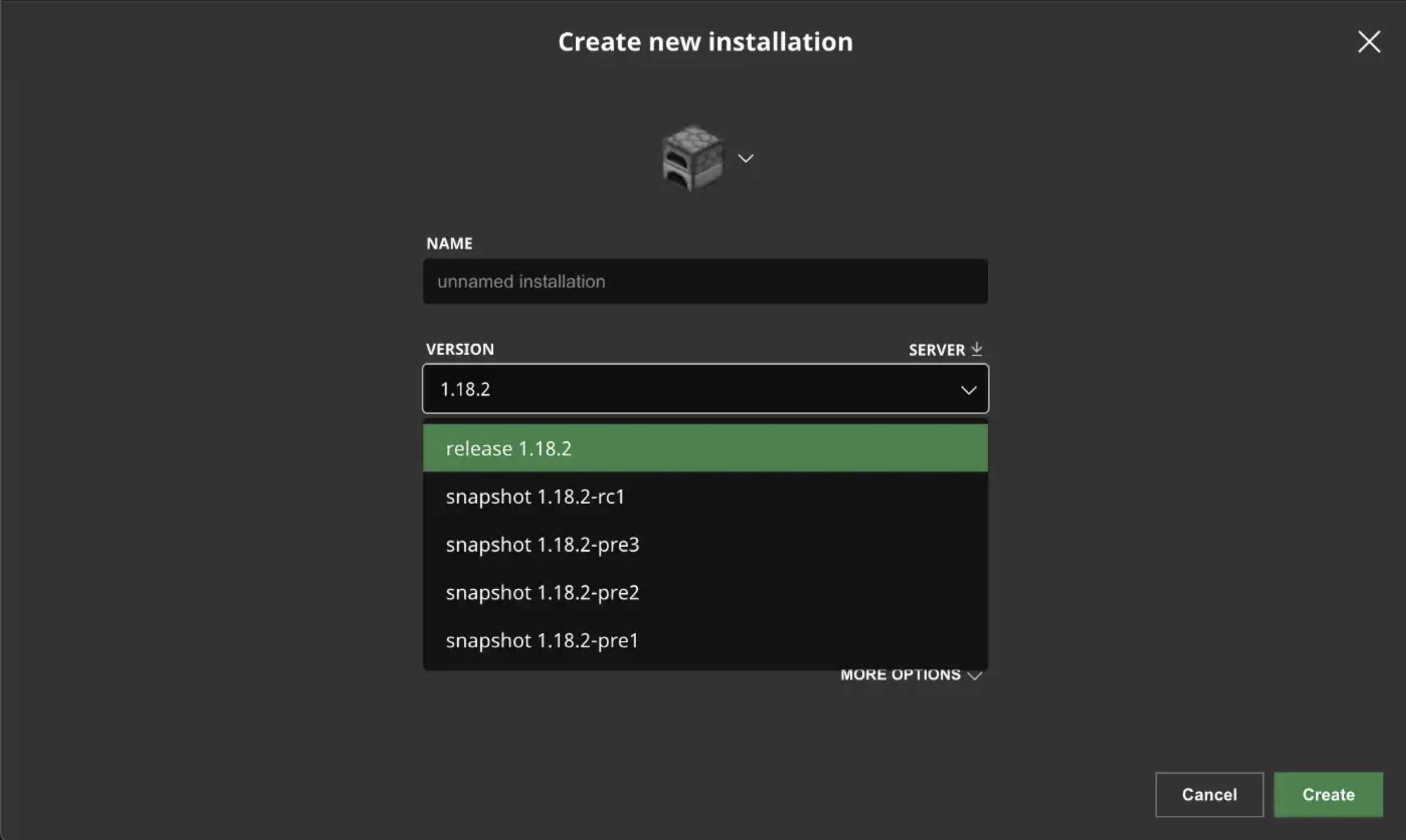 MC Version Selection (1.18.2)